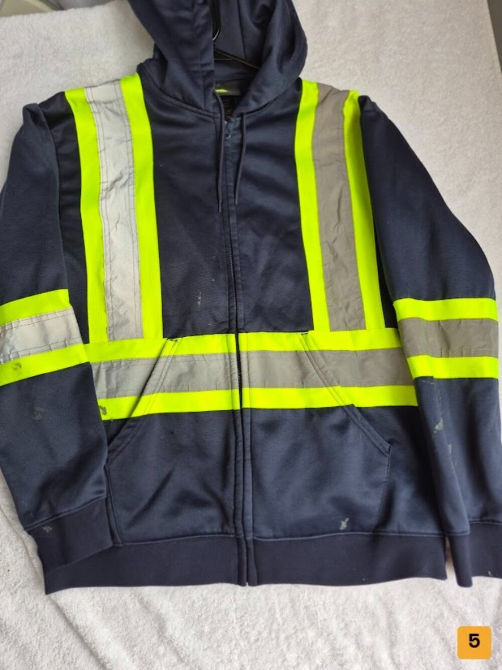 Oxgear Hi-Vis Hoodie Navy with neon yellow/silver reflective
